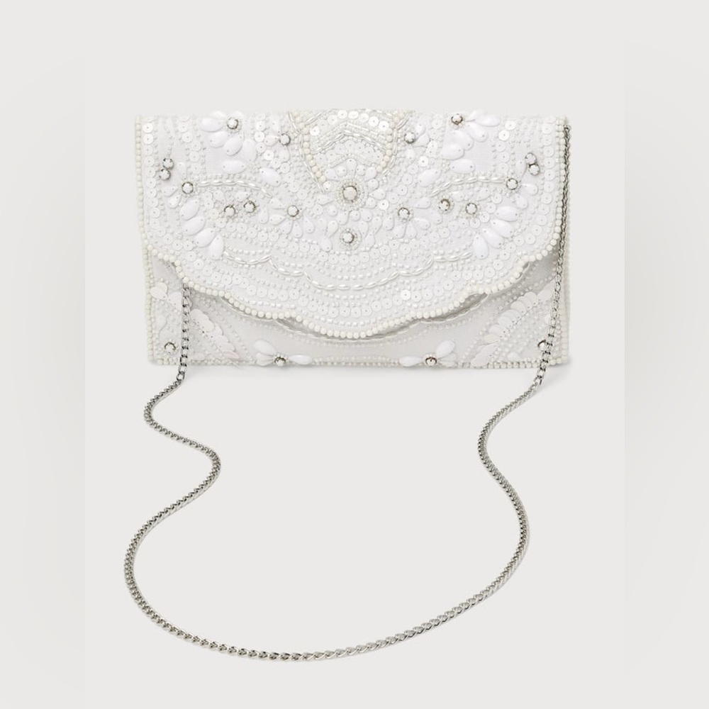 White Beaded Clutch